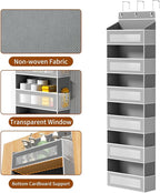 Over The Door Organizer with 6 Large Pockets, Over the Door Storage 12 Side Pockets, Hanging Door Organzier 44 lb Load Behind