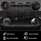 CAR PASS Leather Back Seat Cover, Universal Waterproof Bench Rear Seat Cover Zipper Split Rear Bench Protector Fit 95% Automo