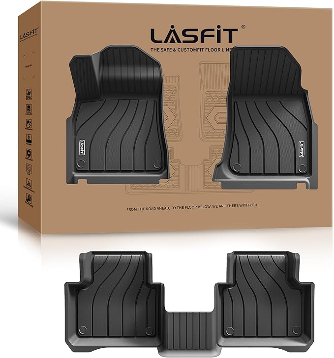LASFIT Floor Mats for Porsche Cayenne 2019-2026 All Weather Floor Liner TPE Custom Fit 1st & 2nd Row Rubber Car Mats for Porsche Cayenne Automotive Accessories, Black, Easy to Clean