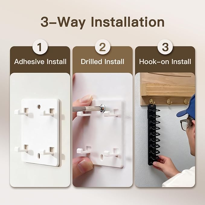 Hat Organizer for Wall, 2 Pack Adhesive Hat Rack for Baseball Caps, No Drilling or Wall Mount Cap Holder with Hooks, Over the