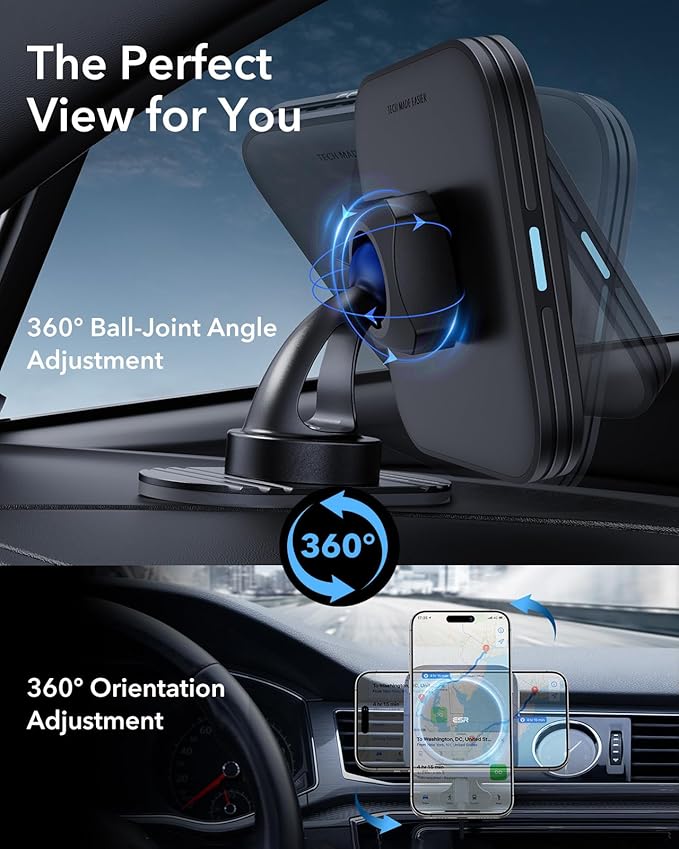 ESR for MagSafe Car Mount Charger,15W Magnetic Wireless Car Charger, for MagSafe Car Charging, Air Vent Dashboard Phone Holder Mount for iPhone Air 17 Pro Max 16 15 14 13 12, Galaxy S25, Fast Charging
