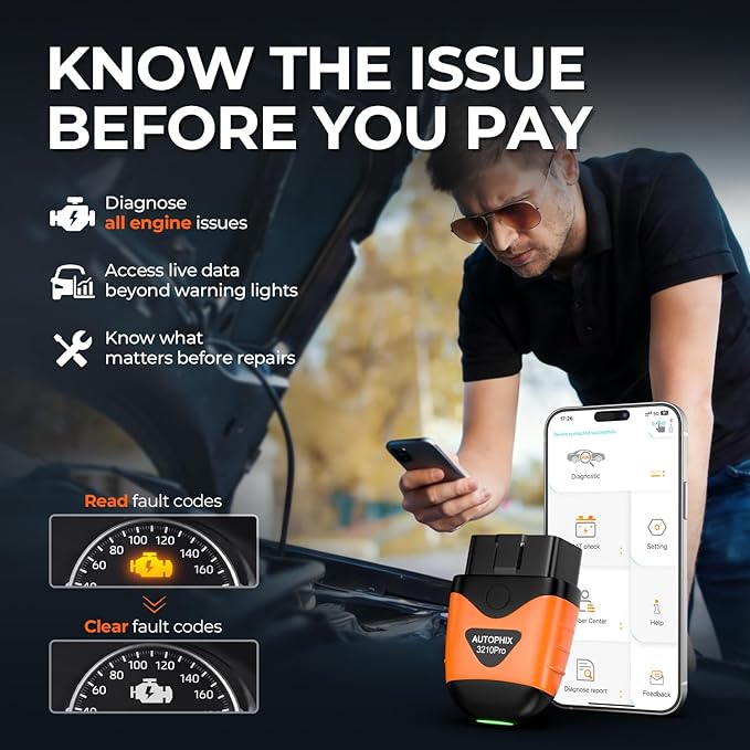 AUTOPHIX 3210 Pro OBD2 Scanner Bluetooth - Check All Engine Fault Codes for All 1996+ Vehicles - Easy DIY Car Scanner with