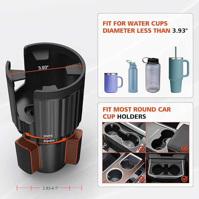 Newlest 2 in 1 Phone Mount for Car Cup Holder with Adjustable Base, Holders for Car Cupholder, No Shaking 360° Flexible Neck 