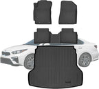 TPE Floor Mats & Cargo Liner for 2019-2024 Kia Forte All Weather Car Floor Liners Fit S/EX/FE/LX/LXS/GT/GT-Line Accessories Black
