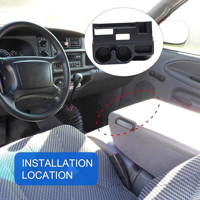 DICMIC Center Console Armrest Add-on Cup Holder for 1999-2001 Dodge Ram 1500 2500 3500 Replace# SS281AZAA