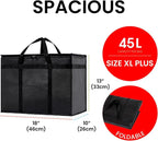 Insulated Bags for Food Delivery (XL Plus) Grocery Shopping Cooler Bag, Pizza Delivery, Hot & Cold Catering Tote, Reusable, Foldable & Heavy Duty (2 Pack, Green)
