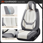Coverado Seat Covers Full Set, 5 Seats Seat Covers for Cars, Waterproof Nappa Leather Car Seat Covers with Head Pillow, Seat 