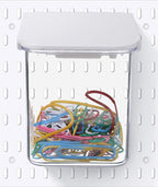 Yulejo 4 Pack Pegboard Accessories with Lid White Clear Peg Board Bins with Hooks Containers Plastic Pegboard Bins for Garage