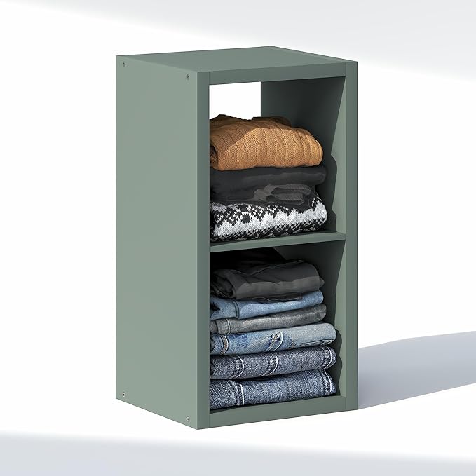 Furinno Cubic Closet Organizers and Storage, 2-Cube Closet Organizer, Open Shelf Closet Storage, Extra Thick Frame for Wardro