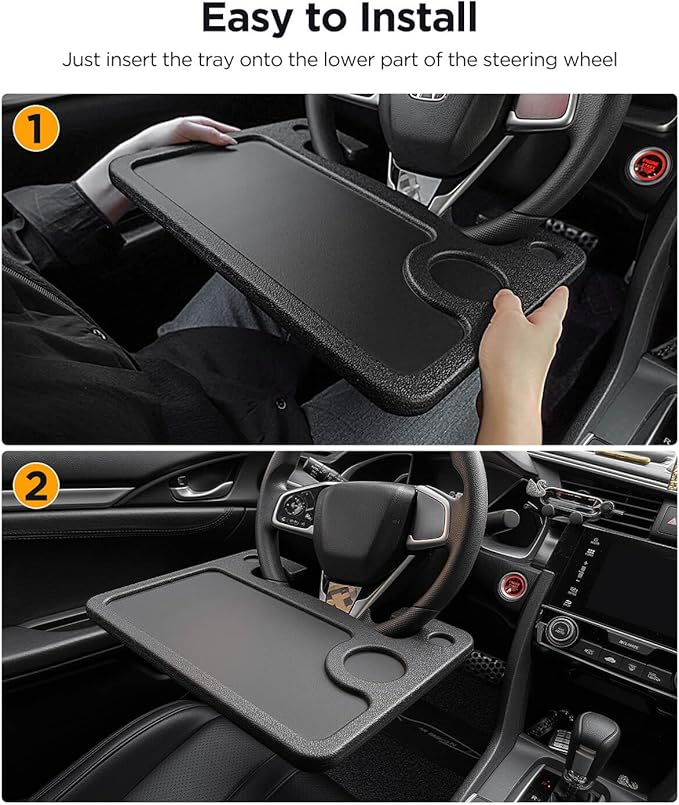 2 in 1 Automotive Car Steering Wheel Tray for Ford F150 F250 F350 Transit Ranger Bronco Explorer Fusion Mustang Truck Accessories 2004-2025,for Laptop, Tablet, iPad Or Notebook Car Travel Table