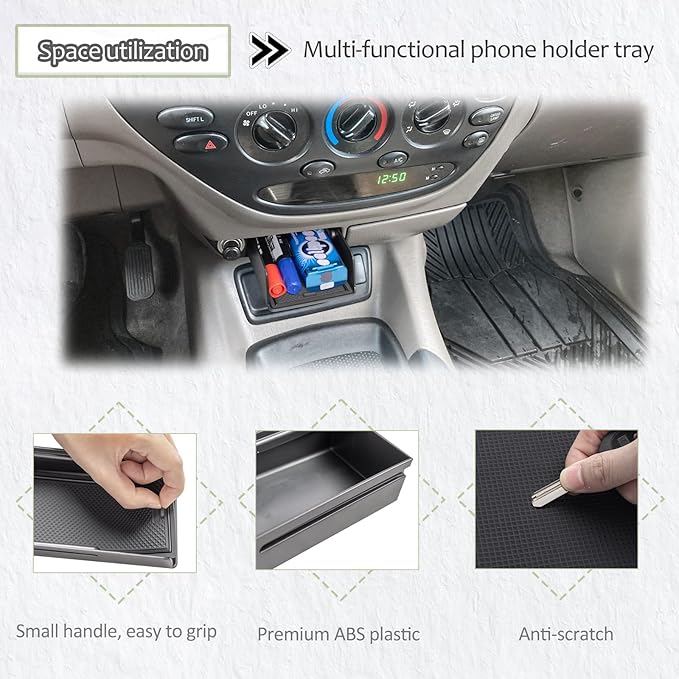 JDMCAR Center Console Organizer for 2000-2006 Toyota Tundra / 2001-2007 Sequoia, OEM 74102-0C010-E0 Replacement, ABS Storage Tray with Non-Slip Silicone Mat, Phone & Small Items Holder