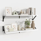 Axeman 32 Inch Floating Shelves | 8 Inch Deep White Wood Wall Shelves Set of 2 | 31.5" W x 8" D Rustic White Shelves for Bath