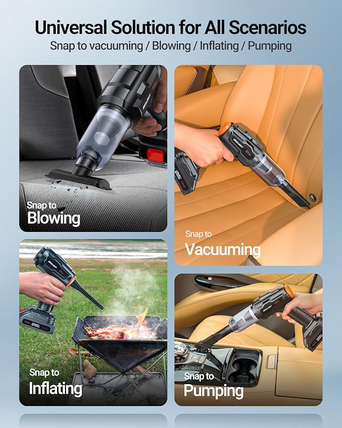 SEALIGHT Car Vacuum Portable Cordless, 21000pa High Power Handheld Car Vacuum, Two Batteries Long Endurance, 18v/120w Portabl