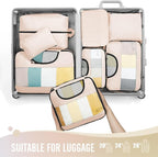8 Set Packing Cubes for Luggage,Suitcase Organizer in 4 Sizes with Hanging Toiletry Bag and Large Laundry Bag, Carry-On Lugga
