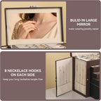 Frebeauty Large Jewelry Box,6-Tier PU Leather Jewelry Organizer,Multi-functional Storage Case with Mirror,Accessories Holder 