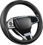 West Llama Microfiber Leather Car Steering Wheel Cover for Ford F-150, F-250, F-350, Expedition (Black+Gray Line-Large Size)