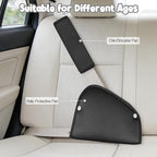 Kids Seat Belt Cover Pads, Universal Seat Belt Adjuster for Kids, HNHUAMING Kid's Shoulder & Belly Protective Padding for Travel, Soft Breathable Car Seat Straps Pads for Children, Black