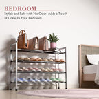 Bumusty 4-Tier Expandable Shoe Rack for Closet, 18“-33” Adjustable Shoe Rack for Small Space, Small Shoe Organizer for Front 