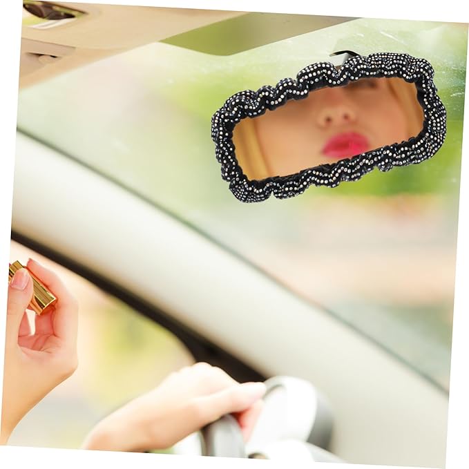 Plush Bling Car Rearview Mirror Cover Protector Soft Auto Rearview Mirror Accessory with Material Compact for Vehicle Decoration