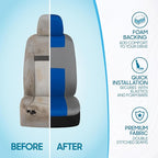 BDK PolyPro Car Seat Covers Full Set in Blue & Gray – Front and Rear Split Bench Seat Covers for Cars, Easy to Install Car Se