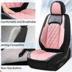 Coverado Leather Seat Covers, Car Seat Covers Full Set, Waterproof Faux Leather Pink & Black Seat Covers, Car Seat Protectors
