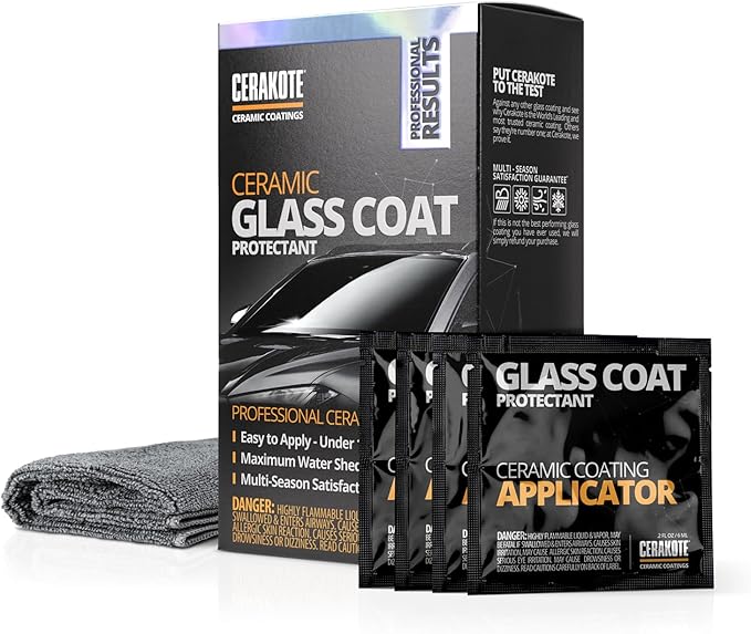 CERAKOTE® Ceramic Glass Coat Protectant - Hydrophobic Automotive Rain Repellant, Long-Lasting and Durable Ceramic Coating, Qu