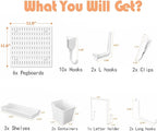 Peg Board, 24"x36" Pegboard Wall Organizer, Includes 6PCS White Peg Boards and Accessories, Plastic Peg Board Panels for Craf