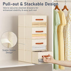 DIMJ Closet Organizers and Storage - Fabric Bins with Drawers for Closet Foldable Clothes Organizers with Clear Window, Stack