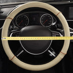 CAR PASS Line Rider Universal Fit Delux Leather Steering Wheel Cover, for suvs,sedans,Vans,Trucks for 14.7" to 15" (Beige)