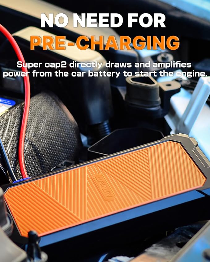 Autowit Super Capacitor Jump Starter, 12V Batteryless Portable Jump Box, Jumper Cables for 8.0 Gas&4.0 Diesel Car, Portable