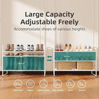 SUFAUY 3 Tier 33" Wide White Metal Shoe Rack for Closet, Stackable