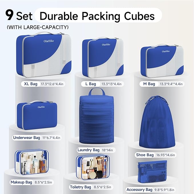 11 Set / 9 Set Packing Cubes for Travel,Gifts for Women Mom Kids,TSA Approved Bags for Makeup, Cosmetic, Toiletry, Organizers