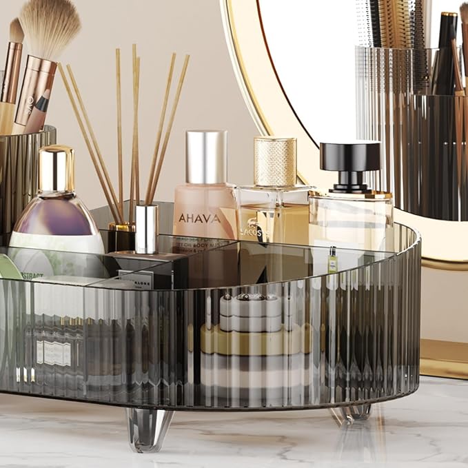 Booklov Roating Makeup Organizer for Vanity, Large Capacity Cosmetic Display Case, Clear Acrylic Countertop Beauty Storage Ho