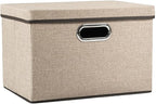 PRANDOM Collapsible Storage Cubes with Lids [1-Pack] Jute Fabric Foldable Storage Boxes Organizer Containers Baskets Bins wit