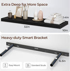 Fun Memories Floating Shelves for Wall 32 Inch Set of 3, Farmhouse Floating Shelves with Invisible Heavy Duty Bracket, 10 Inc