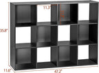 SUPER DEAL 12 Cube Storage Organizer, Open Shelf Bookcase, Wood Cubical Shelves Closet Cabinet Display Unit with 6 Removable 