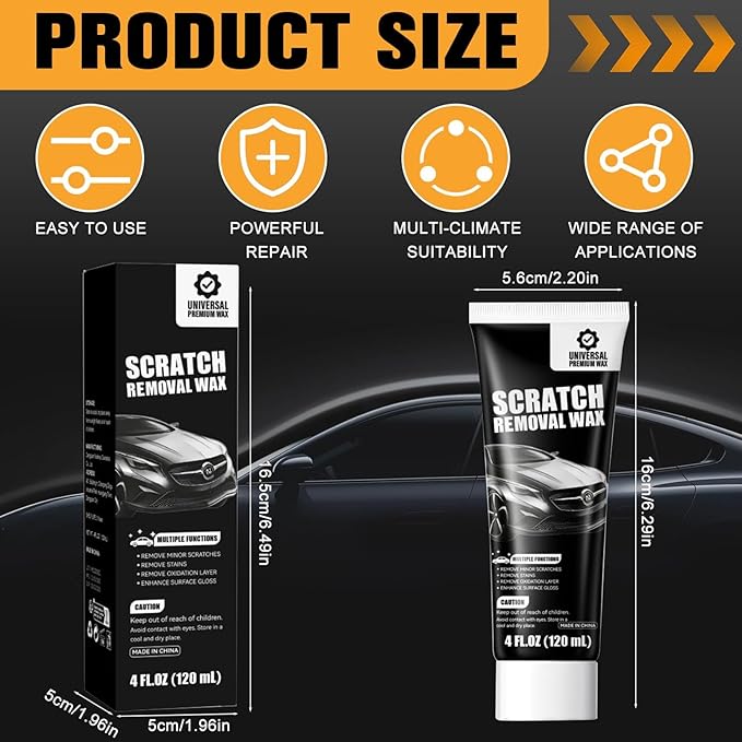2Pcs Car Scratch Remover Wax, Universal Premium Polishing Compound for Deep Scratches, with two Sponge, Scratch Removal Wax(120 ML)