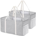 Lifewit Extra Large Tote Bag, Reusable Grocery Bags with Metal Wire Frame and Handles, Standing Utility Foldable Shopping Bags for Storage, Picnics, Beach, Laundry, Car, 46L, 2 Pack, Gray