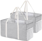 Lifewit Extra Large Tote Bag, Reusable Grocery Bags with Metal Wire Frame and Handles, Standing Utility Foldable Shopping Bags for Storage, Picnics, Beach, Laundry, Car, 46L, 2 Pack, Gray