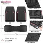 CAR PASS Pink Heavy Duty Rubber Floor Mats for Car, Waterproof Liner Deep Dish Bling Car Mats Full Sets, Universal Trim to Fit for SUV Truck Sedans Vans, All Weather Floor Mats, Pink Sparkly