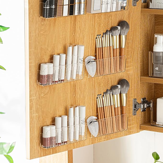 MORNITE Bathroom Medicine Cabinet Organizer Set, Small Narrow Compact Shelves Holder Compartments for Lipstick, Facial Mask, 
