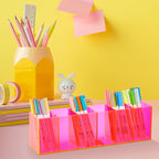 Jetec Acrylic Pen Holder 6 Compartments Makeup Brush Stationery Organizer Pencil Holder for Desk Accessories, Cosmetic Brushe