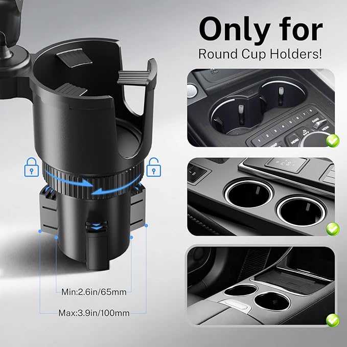 OHLPRO Cup Holder Tablet Mount for Car, iPad Car Mount with Heavy Duty Aluminum Arm, Adjustable Tablet Holder for 5–13” Devices, Cup Holder Expander Fits 2.6”–3.9” Vehicles - 6 inch Arm