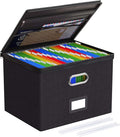 Oterri 1 Pack Large File Organizer Boxes with Lids, File Box with Mesh Pockets, Document Organizer Box for Legal/Letter Size 