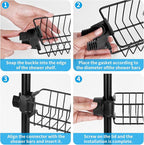 Clawfoot Tub Caddy(Shower Rod Not Included) - Stainless Steel Shower Shelves and Soap Caddy (Black)
