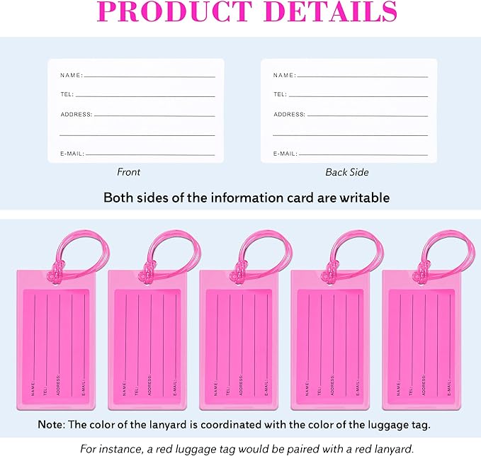 50 Pack Luggage Tags for Suitcases, Airplane Travel Essentials for Flying, International Travel Must Haves, and Luggage Acces