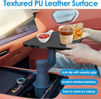 Car Tray& Car Desk for Laptop,Dual 360° Rotating,Anti Slip Leather Surface, Food Tray, Cup Holder Table Compatible with Tesla Model Y/3/S, Ford F150/Explorer/Maverick/Home Theater Seating (Black)