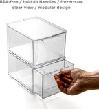 BINO | Clear Stackable Storage Drawers, Medium - 2 Pack | Clear Storage Drawers with Built-In Handles | Durable Plastic Organ