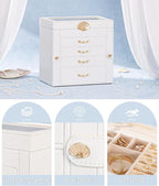 Enthralite Jewelry Box with 4 Drawers: Display Organizer for Earrings Necklaces - Christmas Gifts for Girls Women (White)