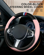 Customized Auto Car Steering Wheel Cover for BMW X1 X2 X3 X4 X5 X6 X7 i3 i4 i5 i8 535i 740Li 335i M3 M4 M5 Z1 Z3 Z4 Z5 (Pink)
